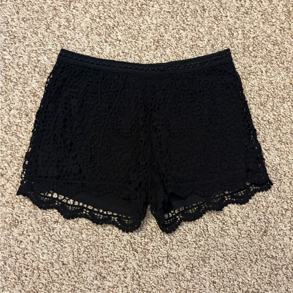Elegant Black Lace Women Shorts